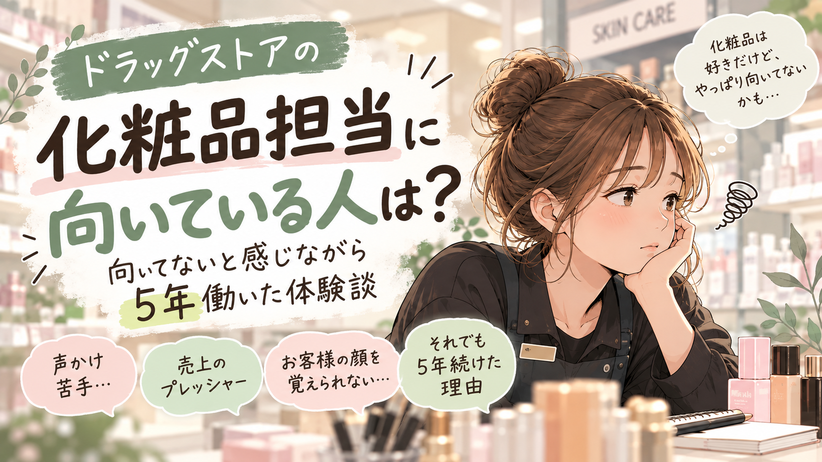 ドラッグストアの化粧品担当に向いている人は？5年働いた体験談